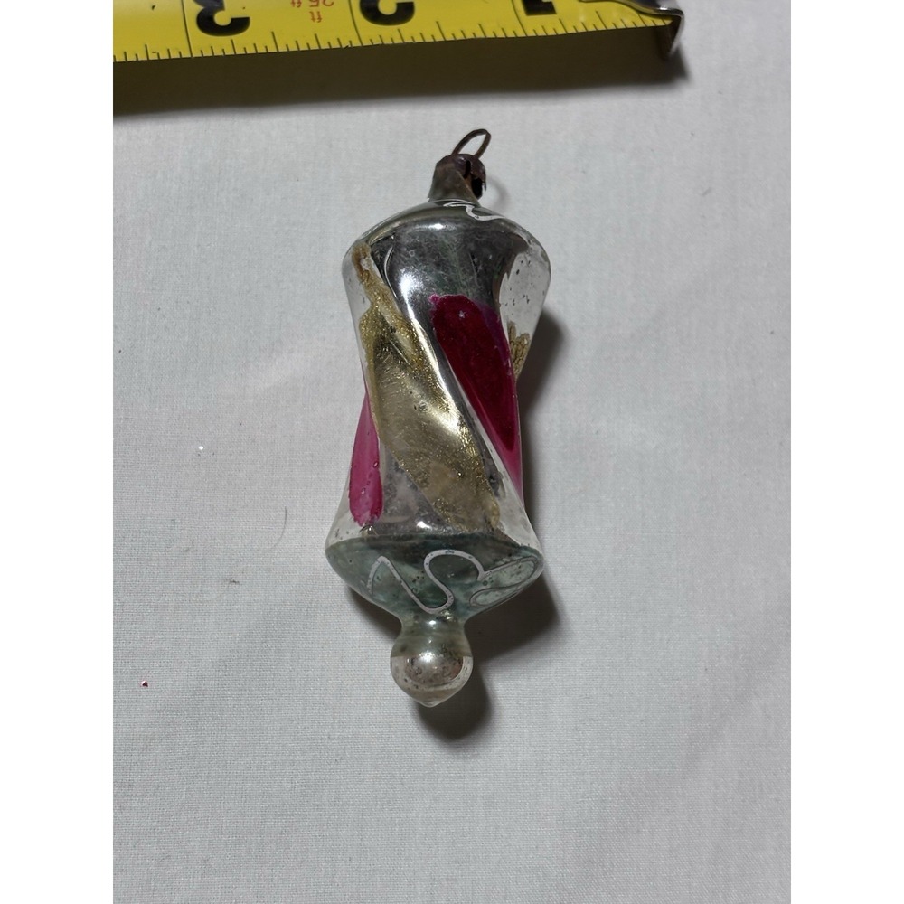 Vintage Antique Mercury Glass Christmas‎ Ornament Red & Silver Germany